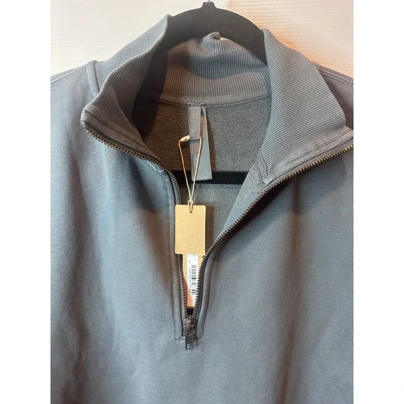 NEW SKIMS Boyfriend Small Fleece Slouchy Half Zip Pullover Sweatshirt Zircon - Picture 4 of 8